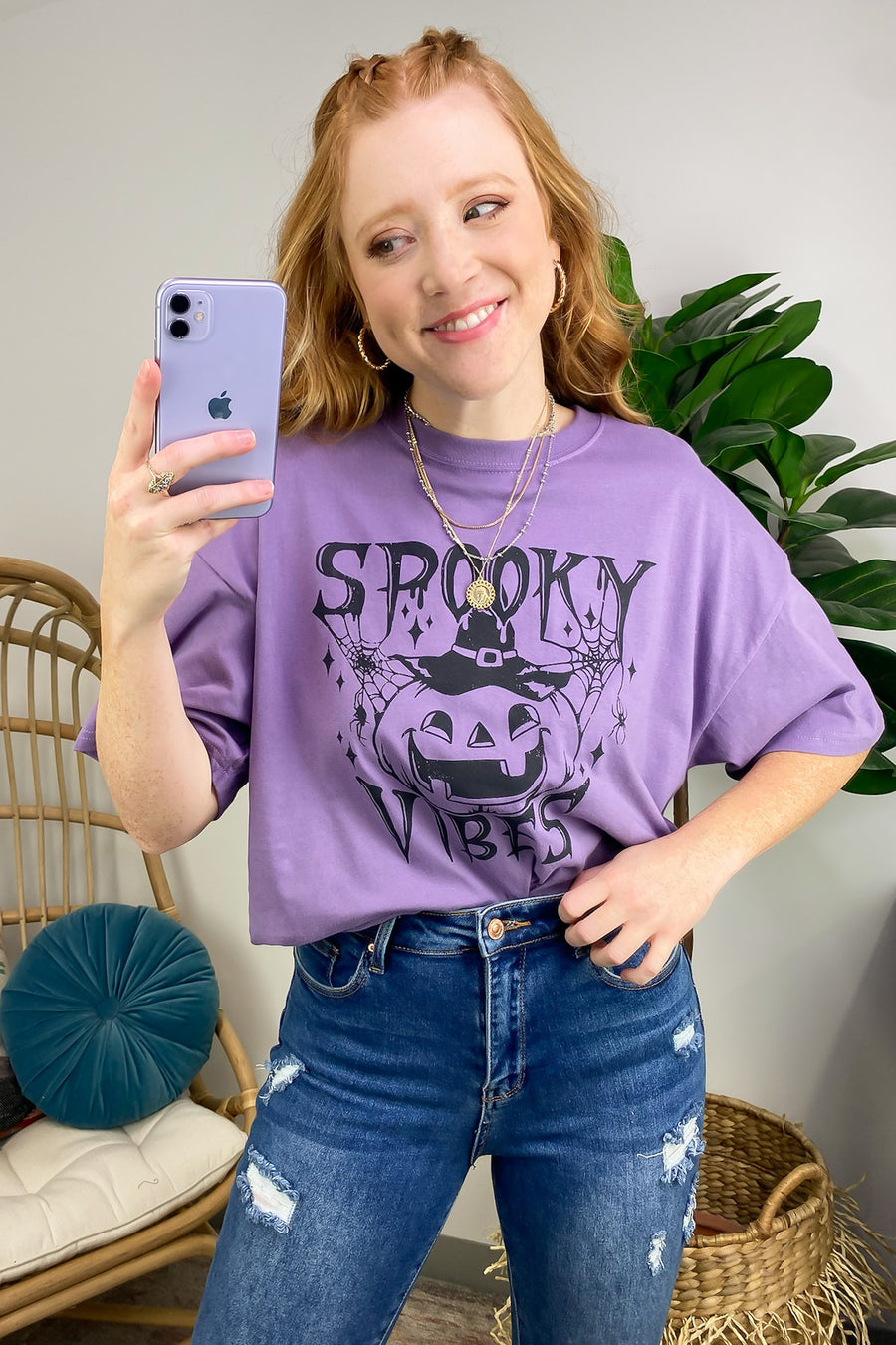 Spooky Vibes Relaxed Graphic Tee - Madison and Mallory