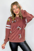Sports Queen Sequin Football Pullover - FINAL SALE - Madison and Mallory