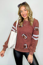 Sports Queen Sequin Football Pullover - FINAL SALE - Madison and Mallory