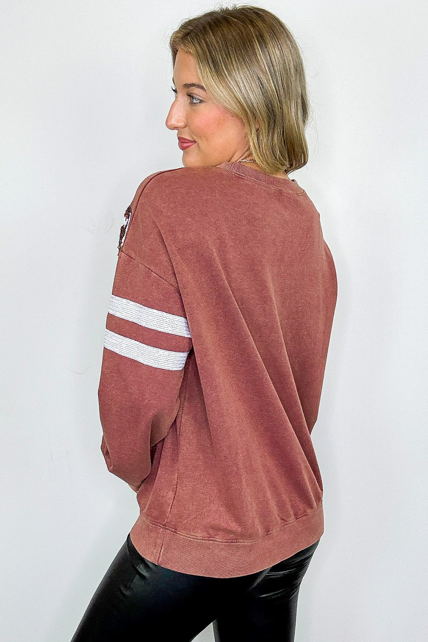 Sports Queen Sequin Football Pullover - Madison and Mallory