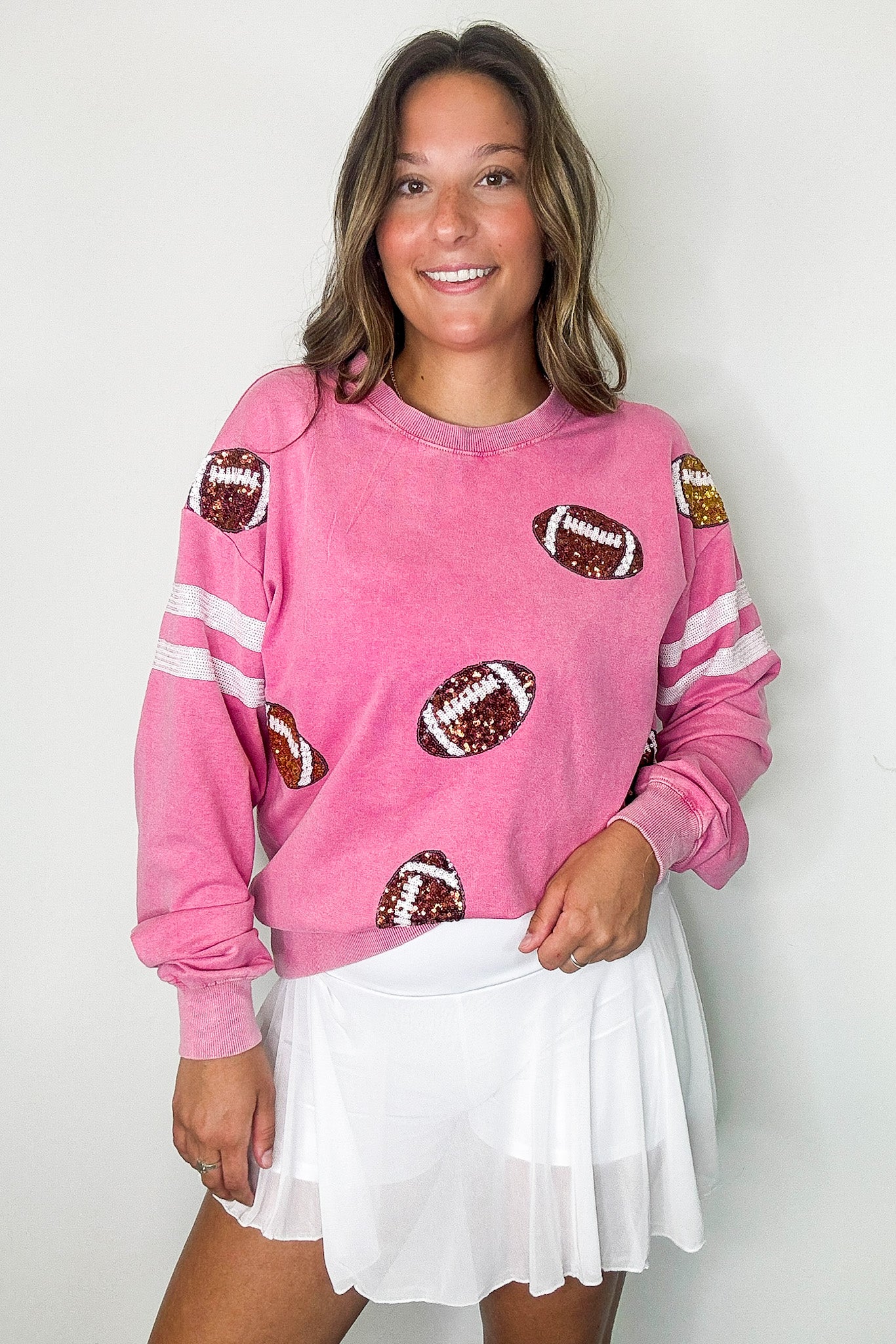 Sports Queen Sequin Football Pullover - Madison and Mallory