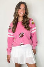 Sports Queen Sequin Football Pullover - FINAL SALE - Madison and Mallory