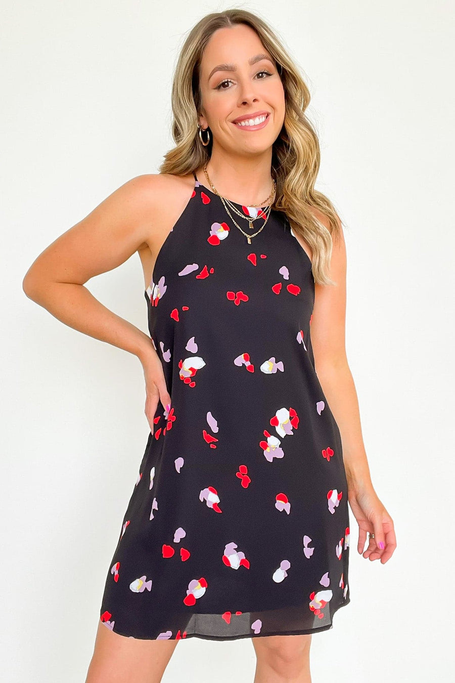 Black / S Springtime Darling Floral Petal Halter Dress - FINAL SALE - Madison and Mallory