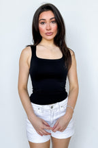 Black / SM Square One Seamless Double Layer Tank Top - Madison and Mallory