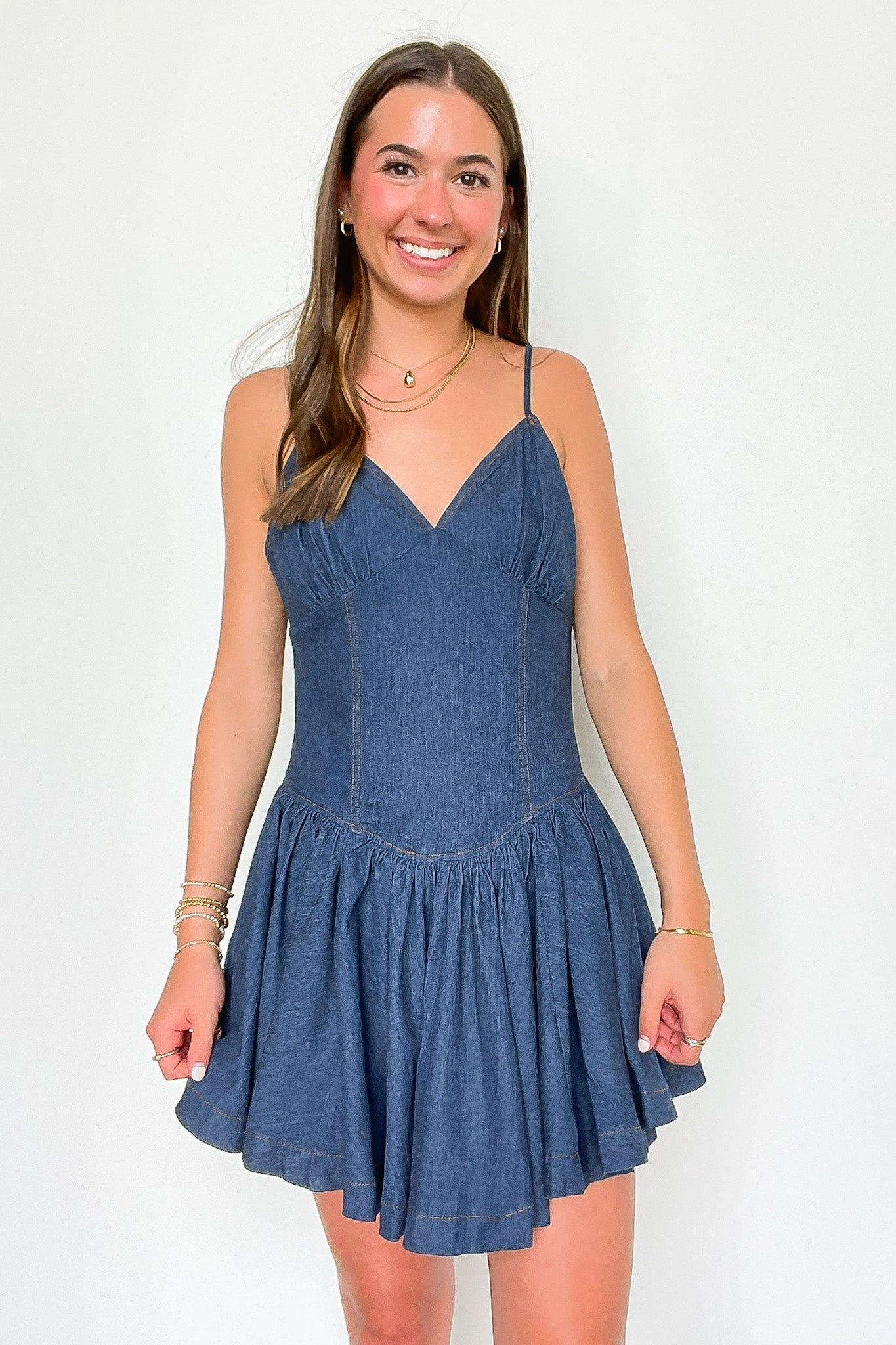 S / Dark Denim Stagecoach Fit Denim Flared Dress - FINAL SALE - Madison and Mallory
