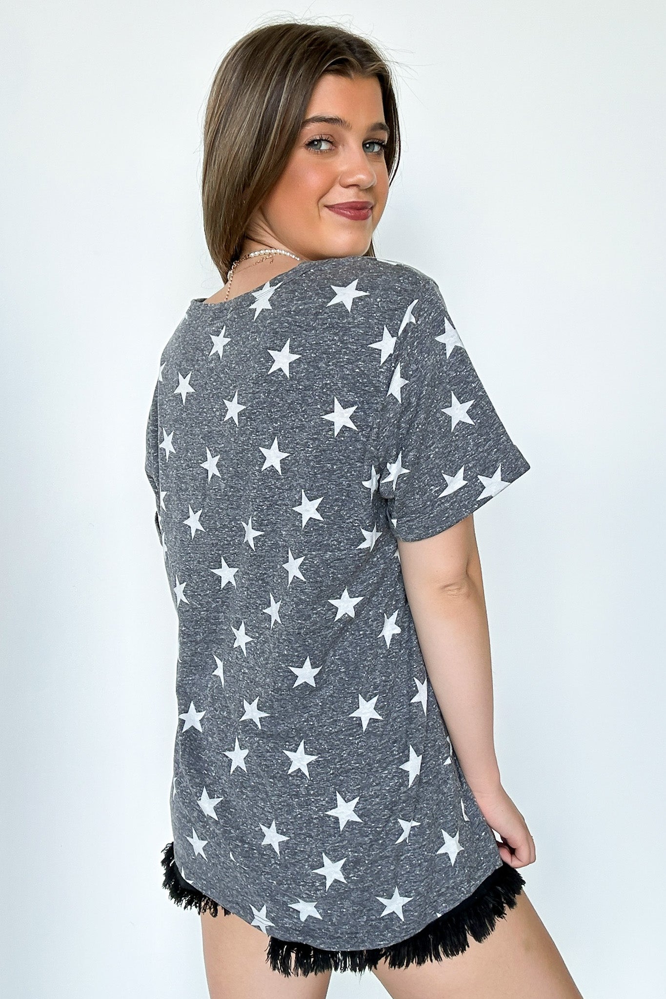  Star Spangled V-Neck Star Print Top - FINAL SALE - Madison and Mallory