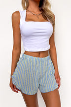 Stay-In Ruffle Striped Shorts - Madison and Mallory