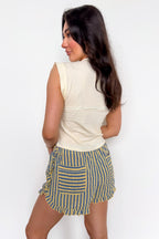 Stay-In Ruffle Striped Shorts - Madison and Mallory