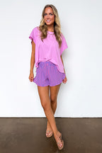 Stay-In Ruffle Striped Shorts - Madison and Mallory