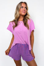 Stay-In Ruffle Striped Shorts - Madison and Mallory