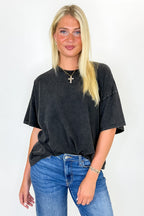 Black / SM Stay Awhile Mineral Wash Tee - Madison and Mallory