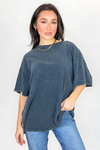 Charcoal / SM Stay Awhile Mineral Wash Tee - Madison and Mallory