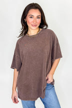 Dark Brown / SM Stay Awhile Mineral Wash Tee - Madison and Mallory