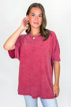 Dark Red / SM Stay Awhile Mineral Wash Tee - Madison and Mallory
