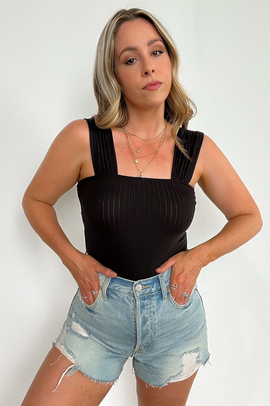 Black / S Stellar Weekend Ribbed Bodysuit - Madison and Mallory