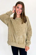 Mocha / S Stonefade Mineral Wash Pullover - FINAL SALE - Madison and Mallory