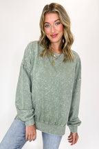 Moss / S Stonefade Mineral Wash Pullover - FINAL SALE - Madison and Mallory