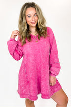 Magenta / S Stoneflow Mineral Washed Oversized A-Line Dress - Madison and Mallory