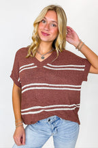 Strata Luxe Striped V-Neck Knit Top - Madison and Mallory