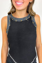 Streetlight Studded Detail Tank Top - FINAL SALE - Madison and Mallory