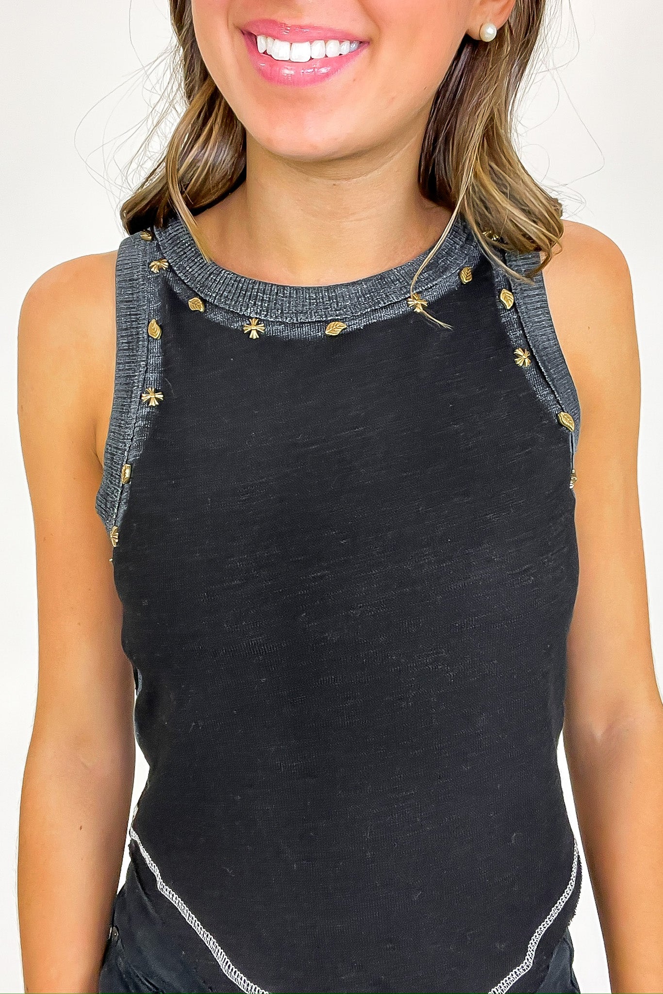 Streetlight Studded Detail Tank Top - FINAL SALE - Madison and Mallory