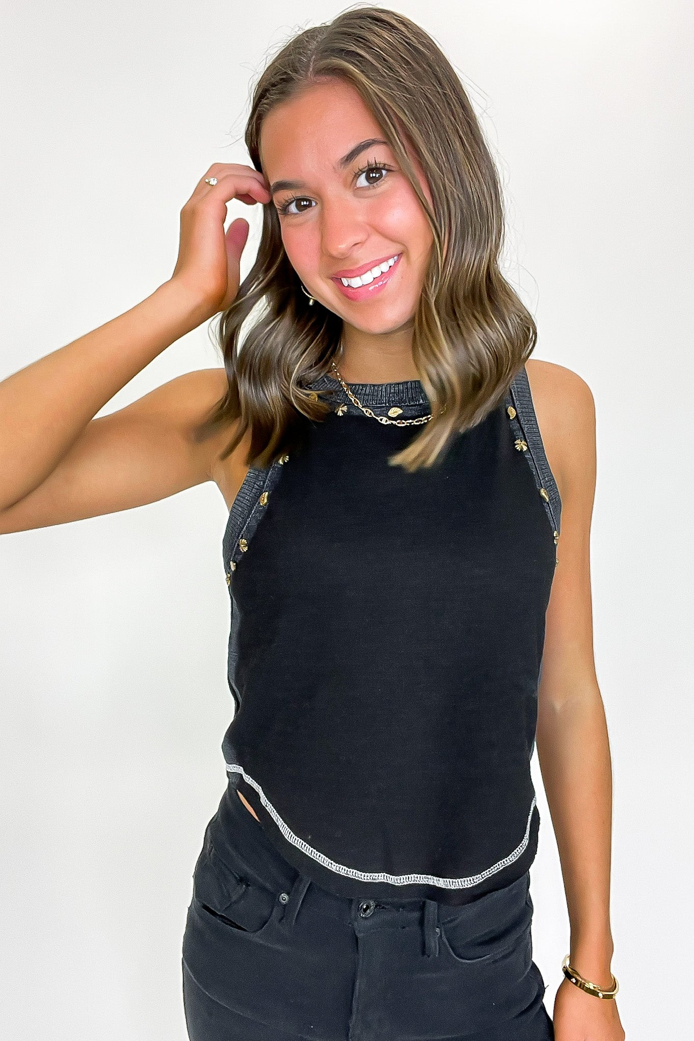 Streetlight Studded Detail Tank Top