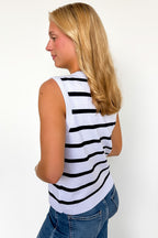 Stripe Scene Button Down Knit Tank Top - Madison and Mallory