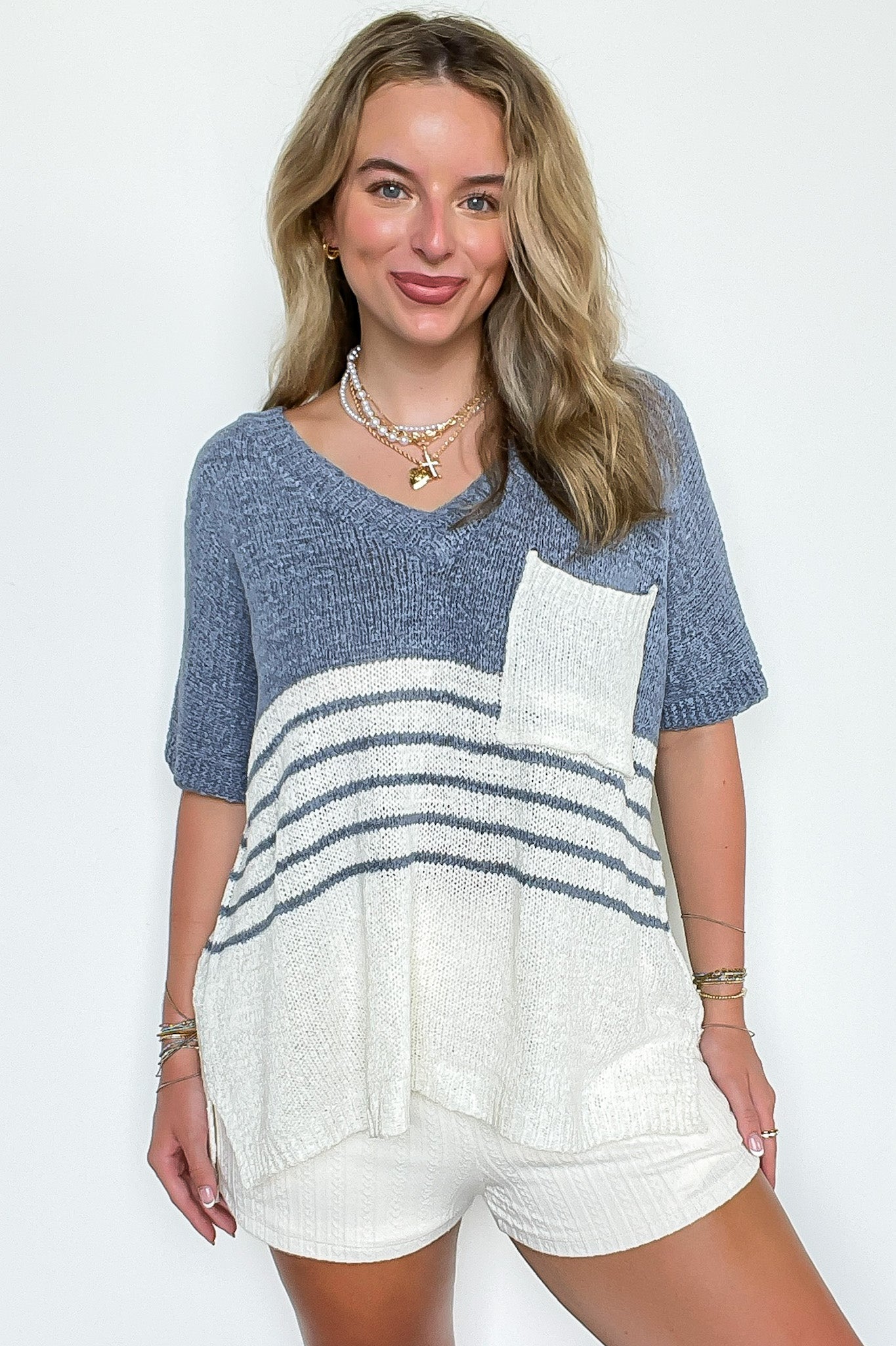 Stripe Story Color Block Sweater Top - Madison and Mallory