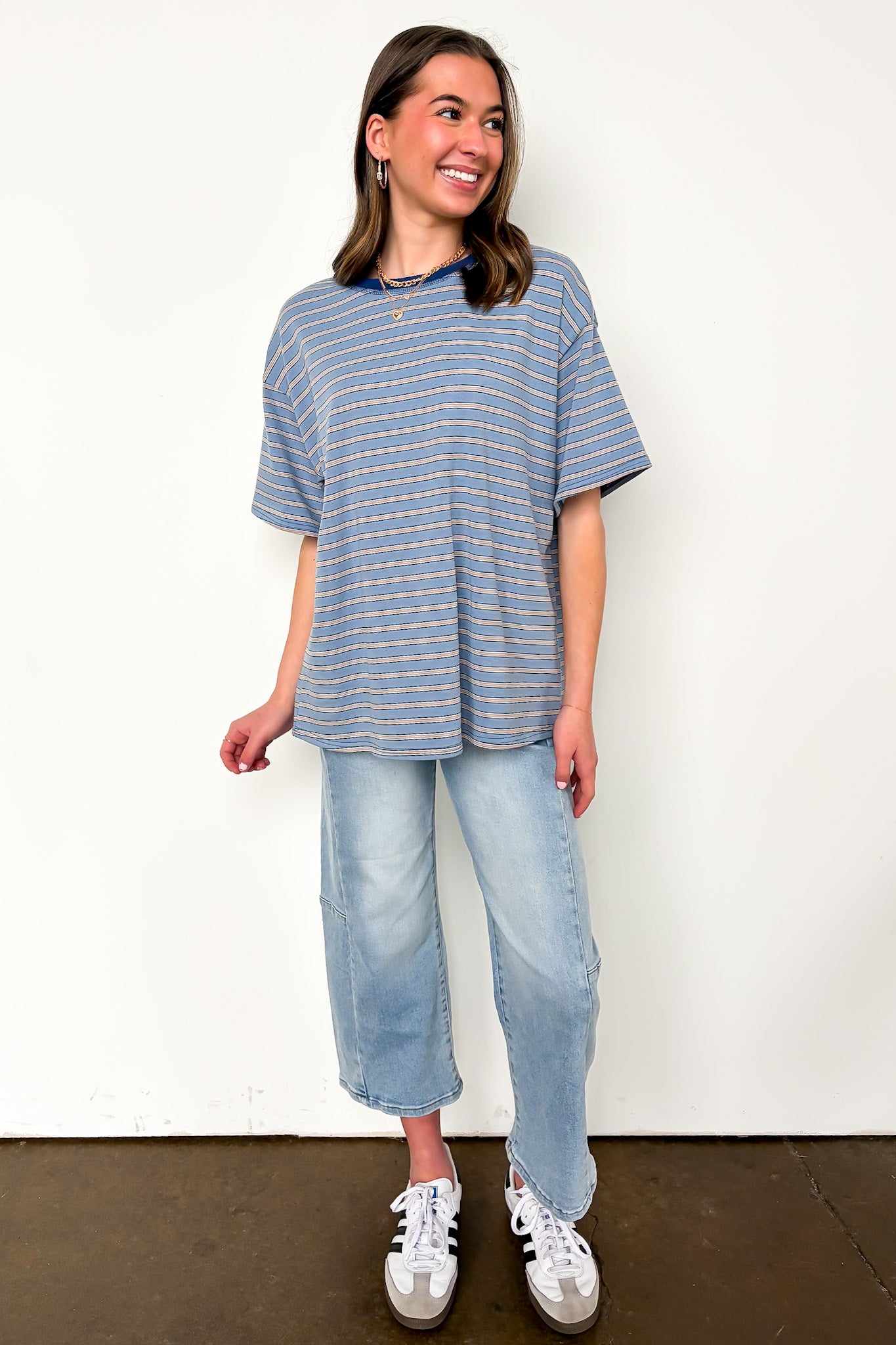 Stripe Bound Relaxed Fit Top - Madison and Mallory