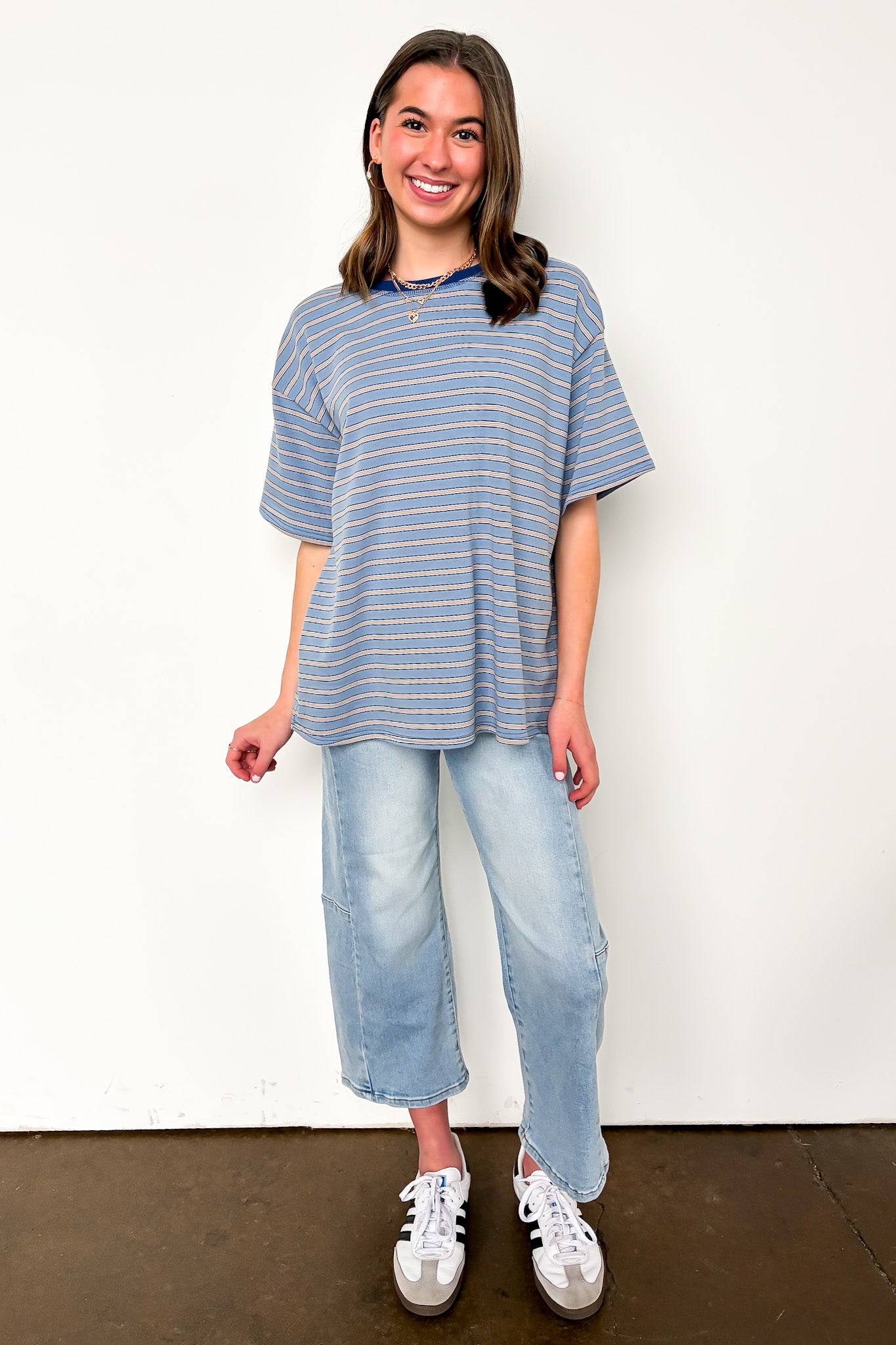 Stripe Bound Relaxed Fit Top - Madison and Mallory