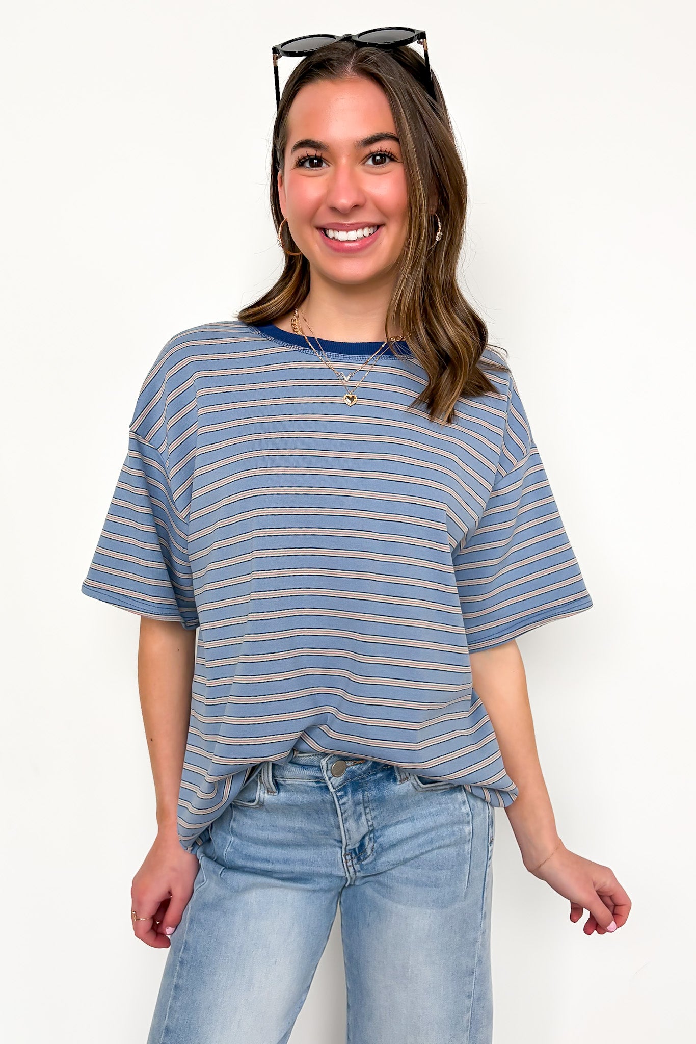 Stripe Bound Relaxed Fit Top - Madison and Mallory