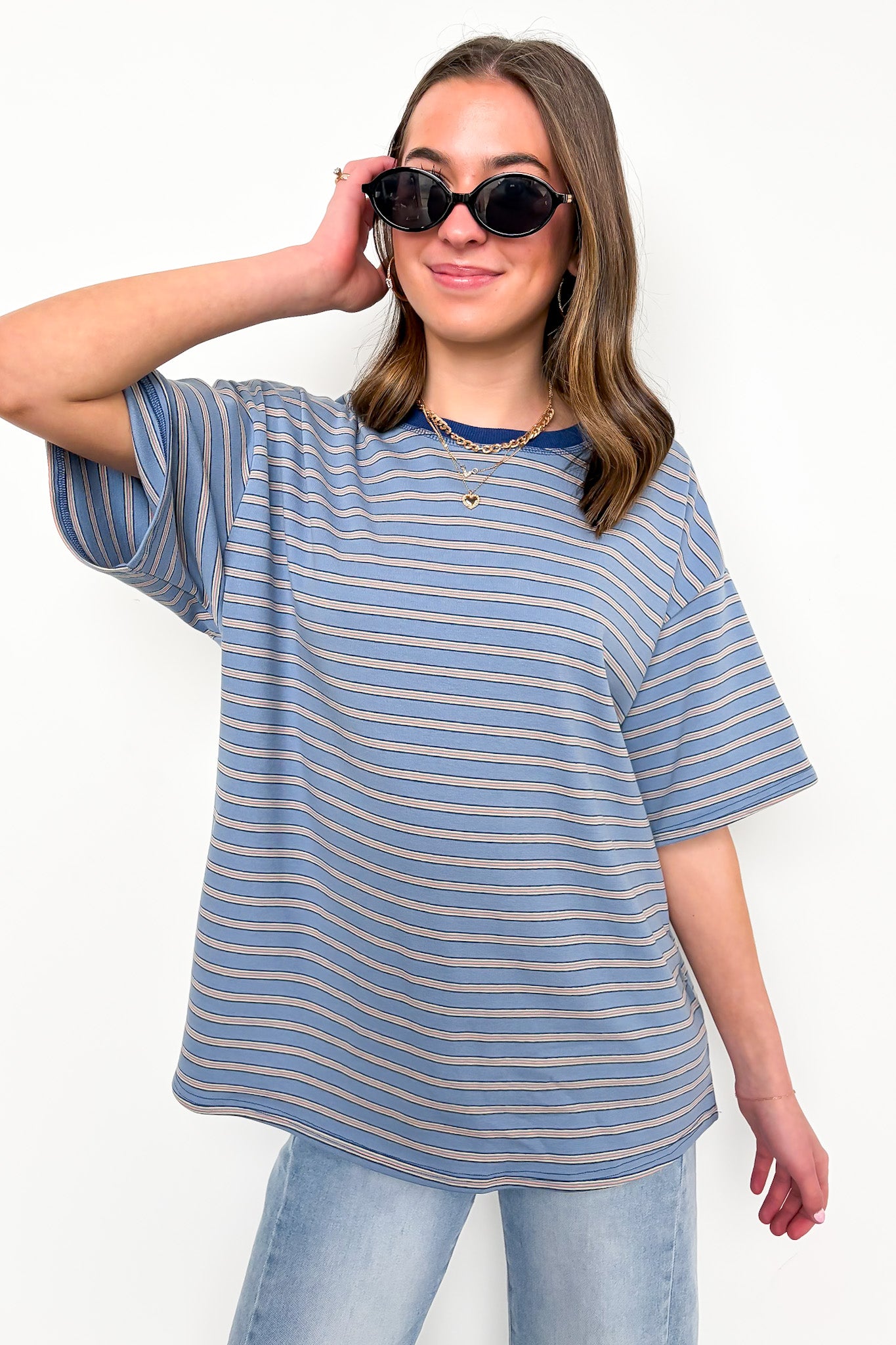 Stripe Bound Relaxed Fit Top - Madison and Mallory