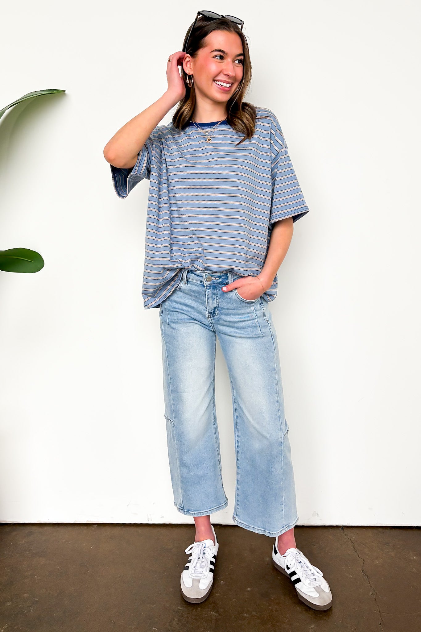 Stripe Bound Relaxed Fit Top - Madison and Mallory