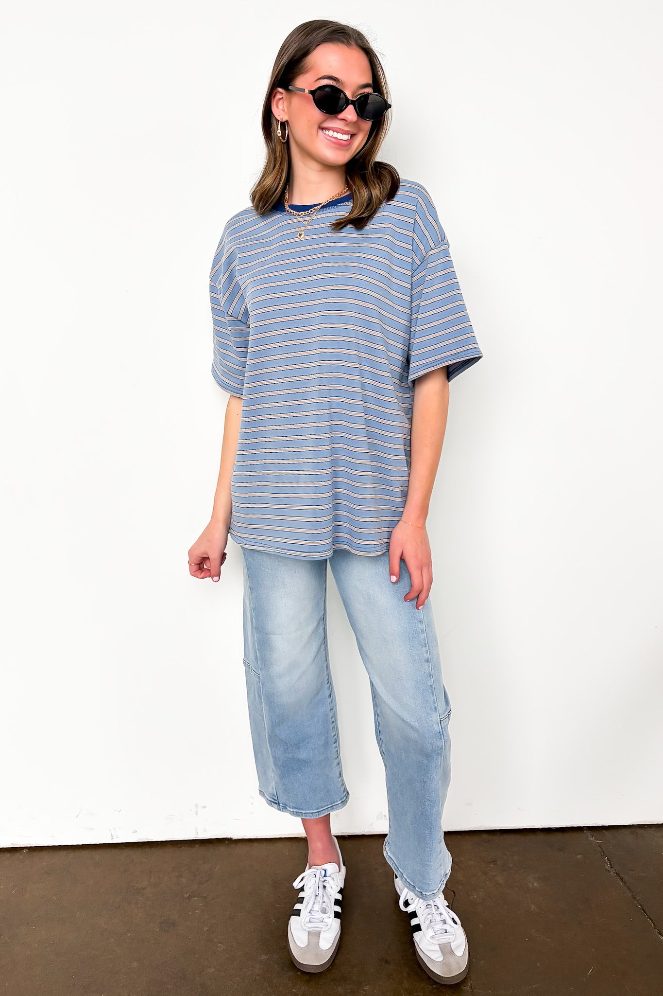 Stripe Bound Relaxed Fit Top - Madison and Mallory