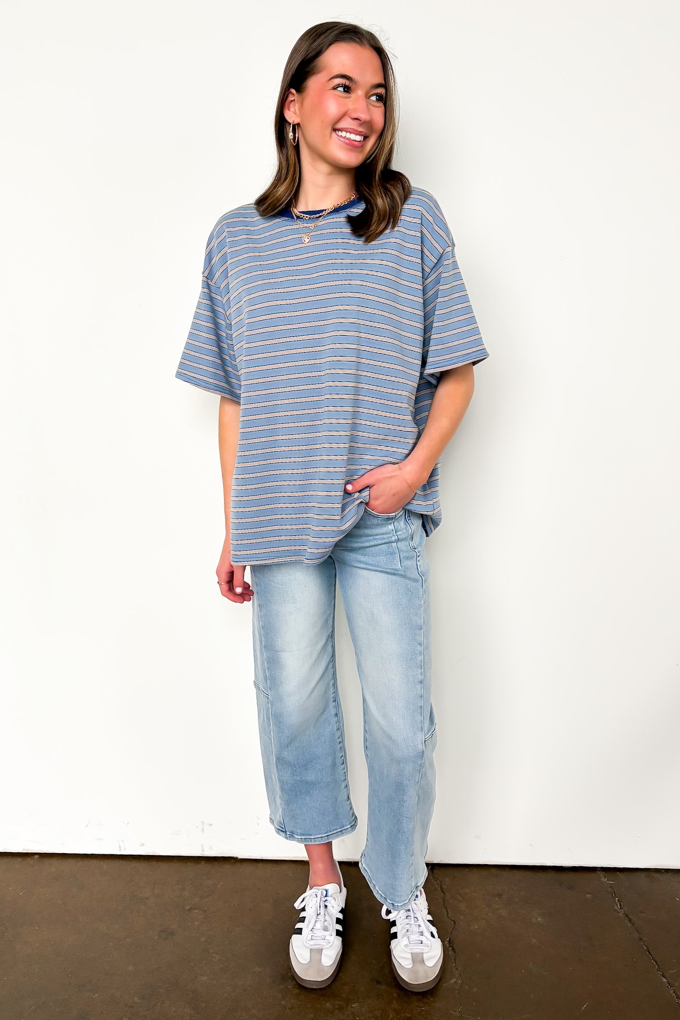 Stripe Bound Relaxed Fit Top - Madison and Mallory
