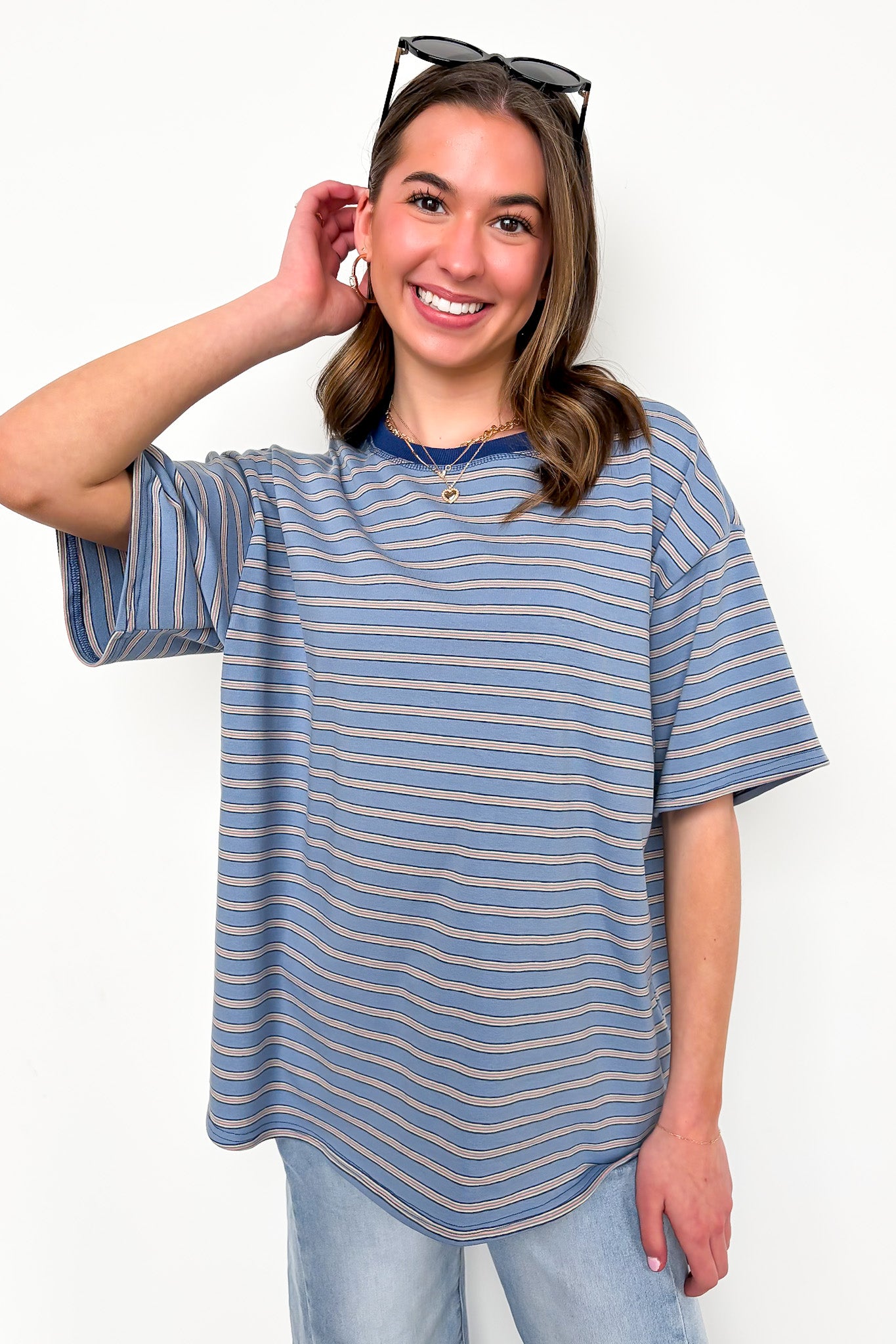 Stripe Bound Relaxed Fit Top - Madison and Mallory