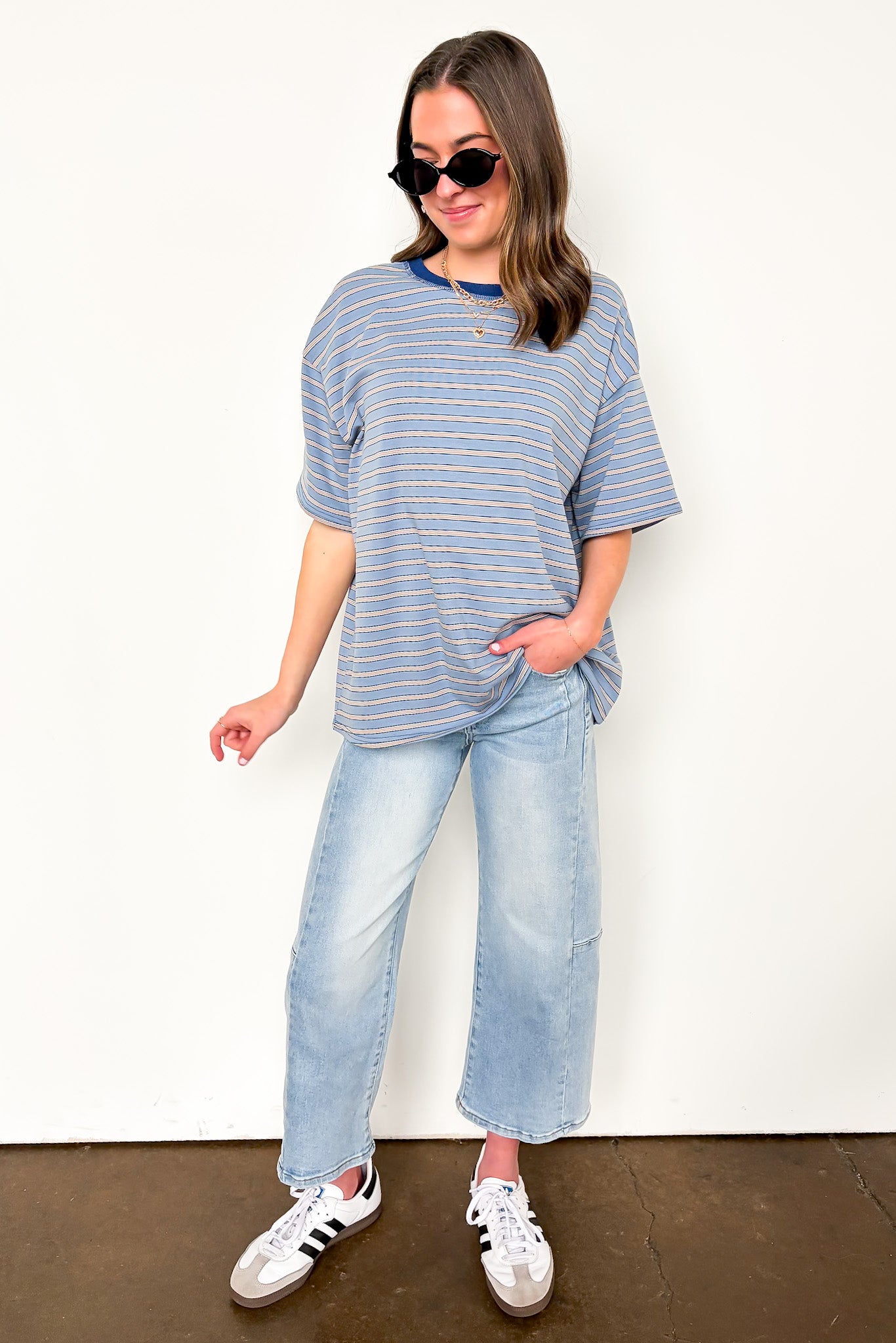 Stripe Bound Relaxed Fit Top - Madison and Mallory