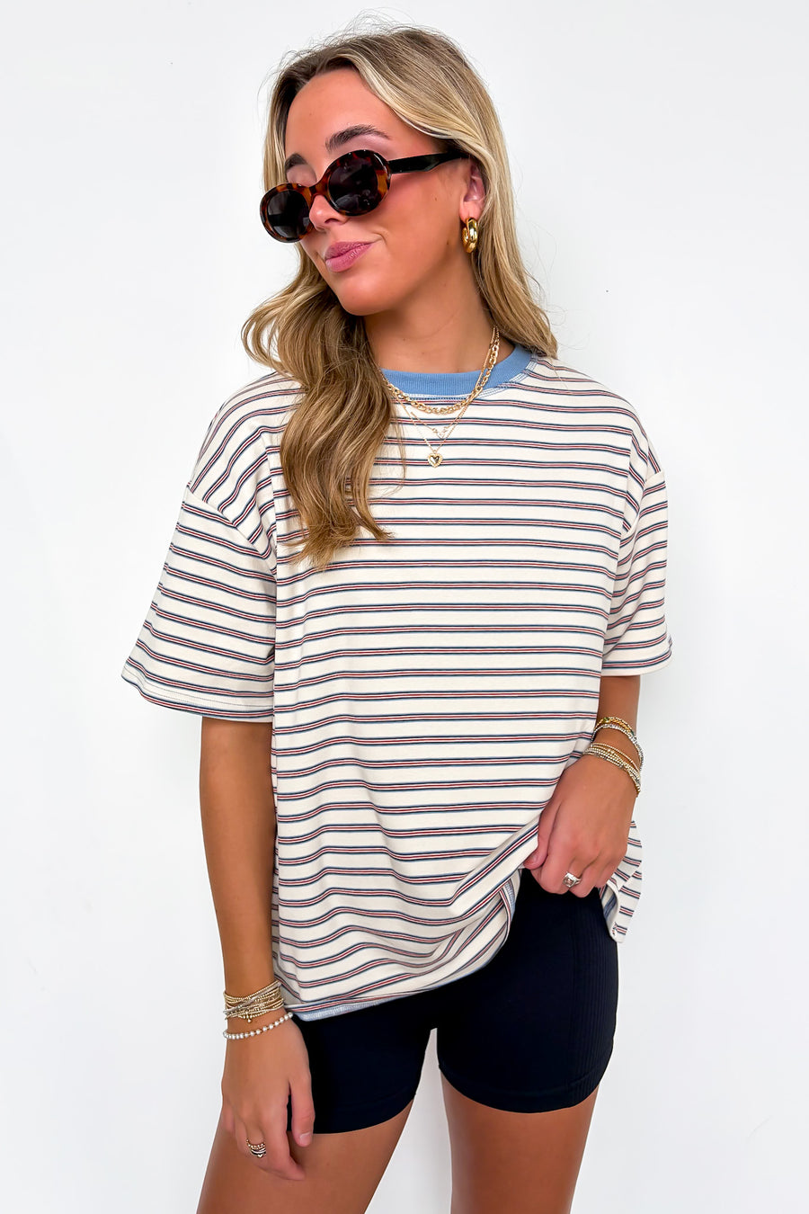 Stripe Bound Relaxed Fit Top - Madison and Mallory
