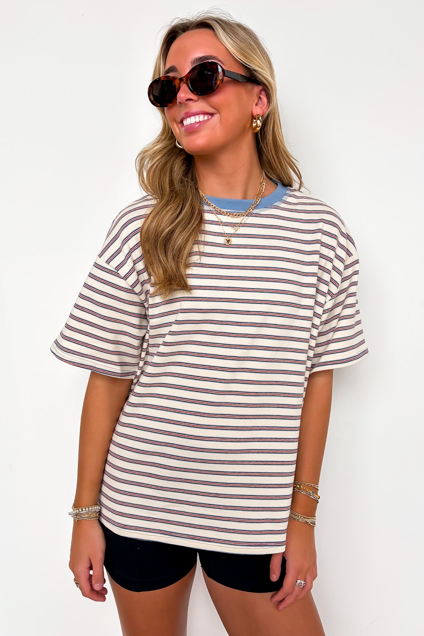 Stripe Bound Relaxed Fit Top - Madison and Mallory