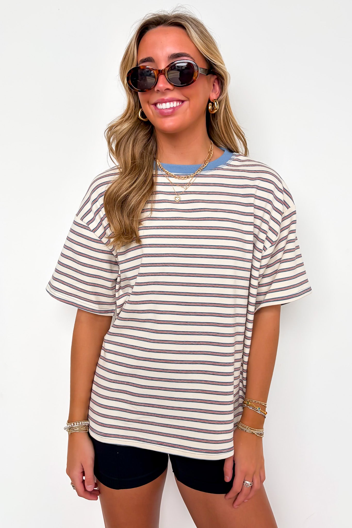 Stripe Bound Relaxed Fit Top - Madison and Mallory