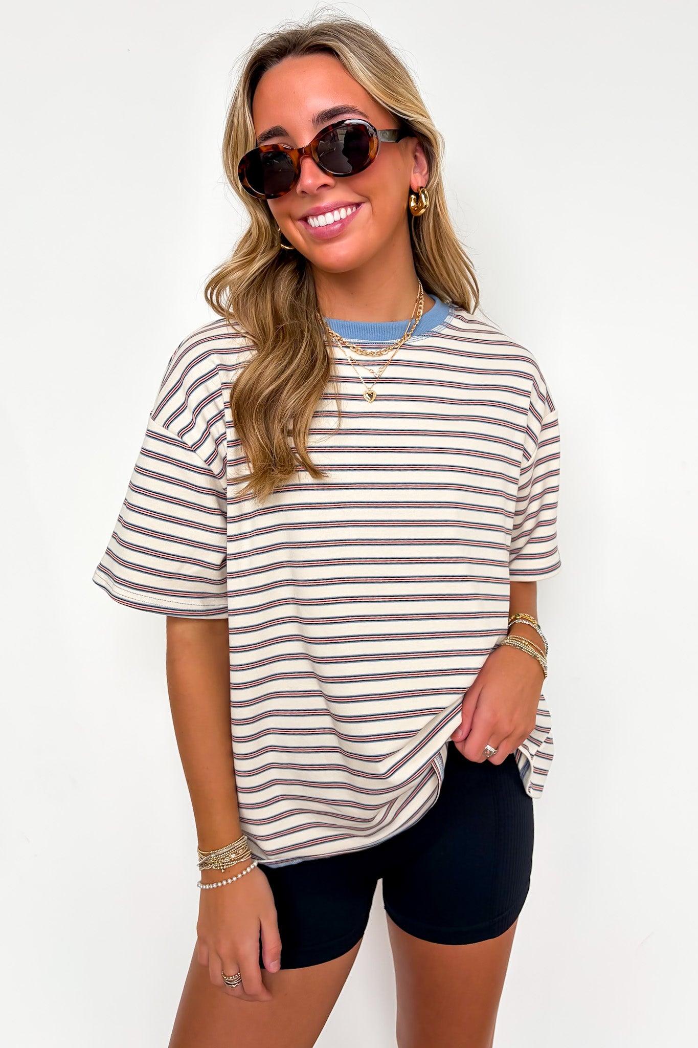 Stripe Bound Relaxed Fit Top - Madison and Mallory