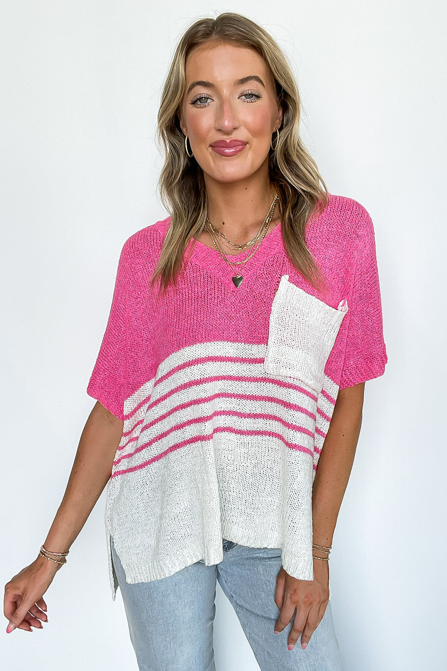 Stripe Story Color Block Sweater Top - Madison and Mallory