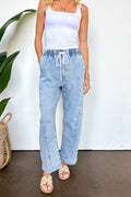 S / Light Structure Seam Elastic Waist Relaxed Barrel Jeans - Madison and Mallory