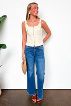 Structured Ease Zip Front Buckle Top - Madison and Mallory
