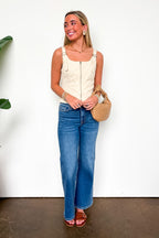 Structured Ease Zip Front Buckle Top - Madison and Mallory