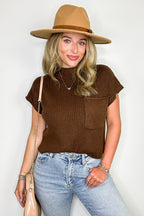 Studio Mock Neck Front Pocket Knit Top - FINAL SALE - Madison and Mallory