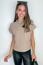 Studio Mock Neck Front Pocket Knit Top - FINAL SALE - Madison and Mallory