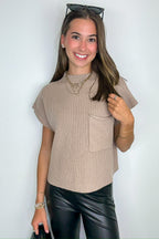 Studio Mock Neck Front Pocket Knit Top - FINAL SALE - Madison and Mallory