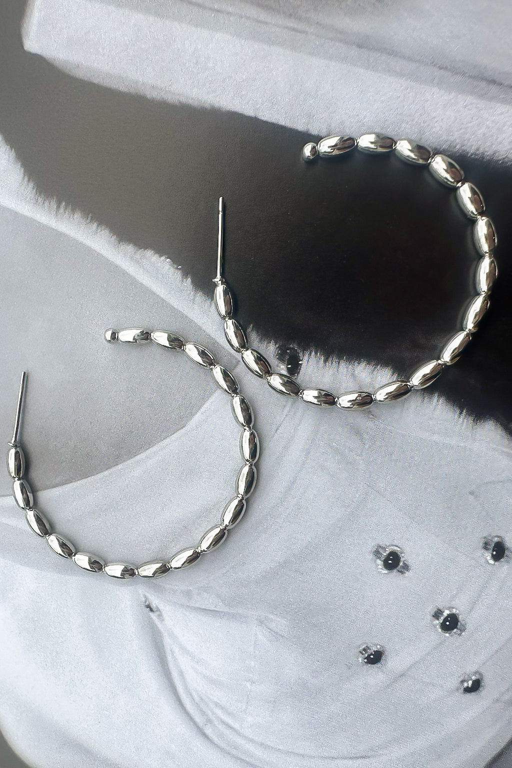 Silver Stun and Done Beaded Hoop Earrings - FINAL SALE - Madison and Mallory