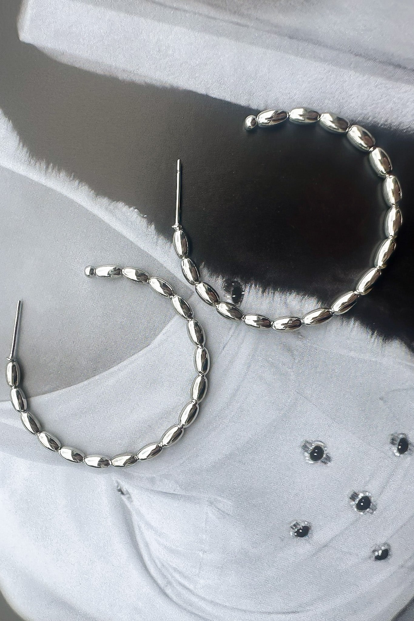 Silver Stun and Done Beaded Hoop Earrings - FINAL SALE - Madison and Mallory